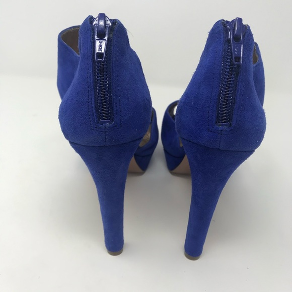 Vibrant Blue Suede Heels - Picture 3 of 8